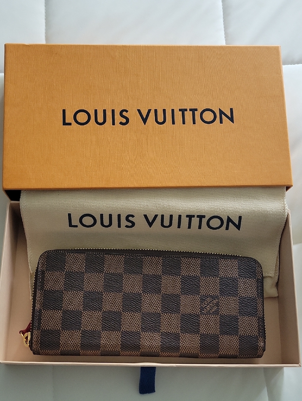 Louis Vuitton Damier Ebene Brown Check Zip Around Wallet